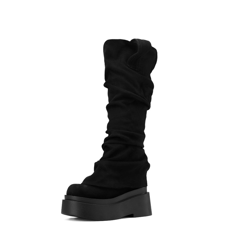 Women's Chunky Platform High Boots - European Style Suede Winter Boots -Women's Shoes- Melted Glam LLC