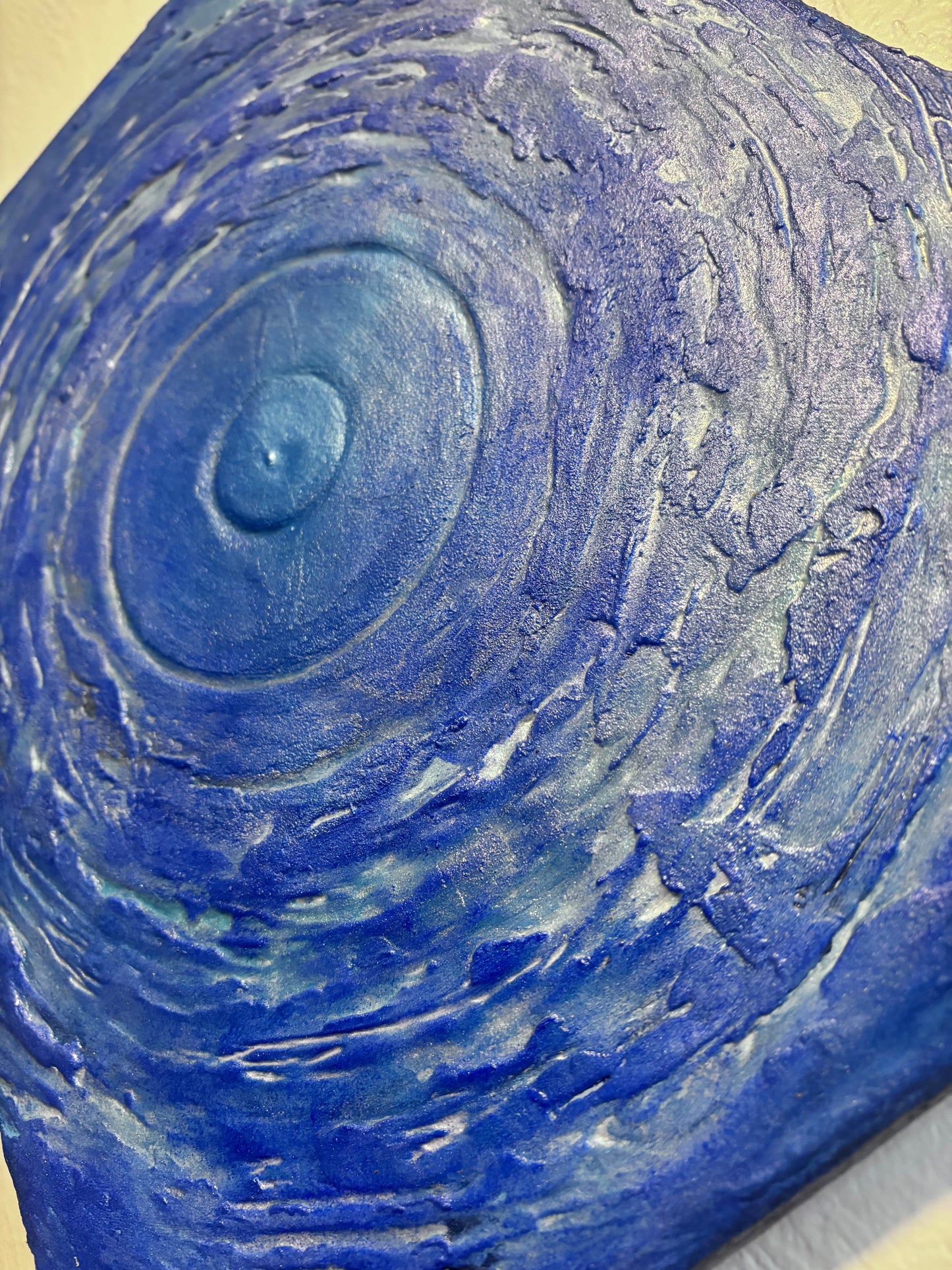 Ripple of Consciousness – Modern Blue Plaster Abstract Canvas (11x14 Original) - Original Painting - Melted Glam LLC