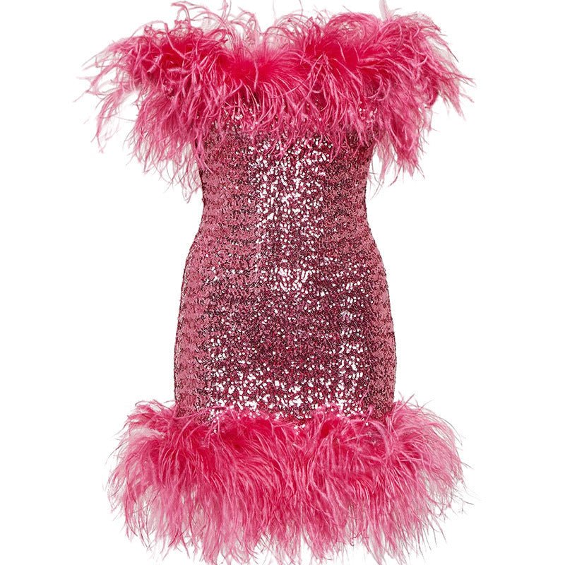 Fashion Rose Red Sequins Dress -Dress- Melted Glam LLC