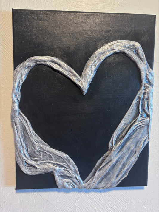 Cherish – The Gray Heart | Original Plaster Painting by Melted Glam