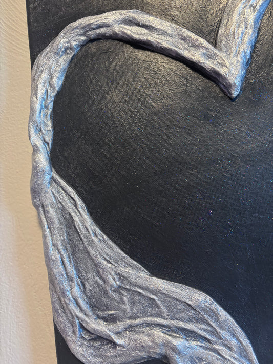 Cherish – The Gray Heart | Original Plaster Painting by Melted Glam