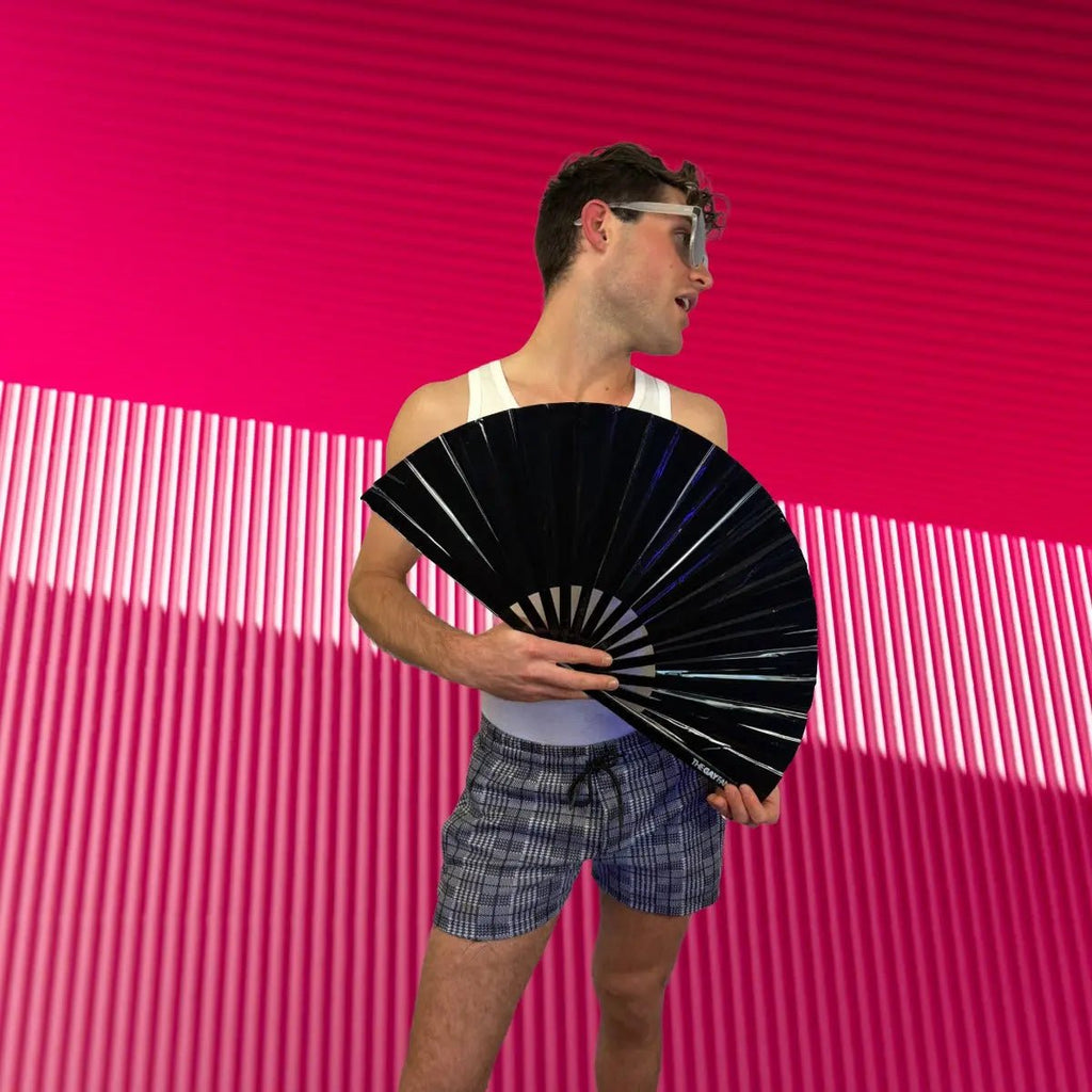 Onyx Black Metallic Fan -Hand Fan- Melted Glam LLC