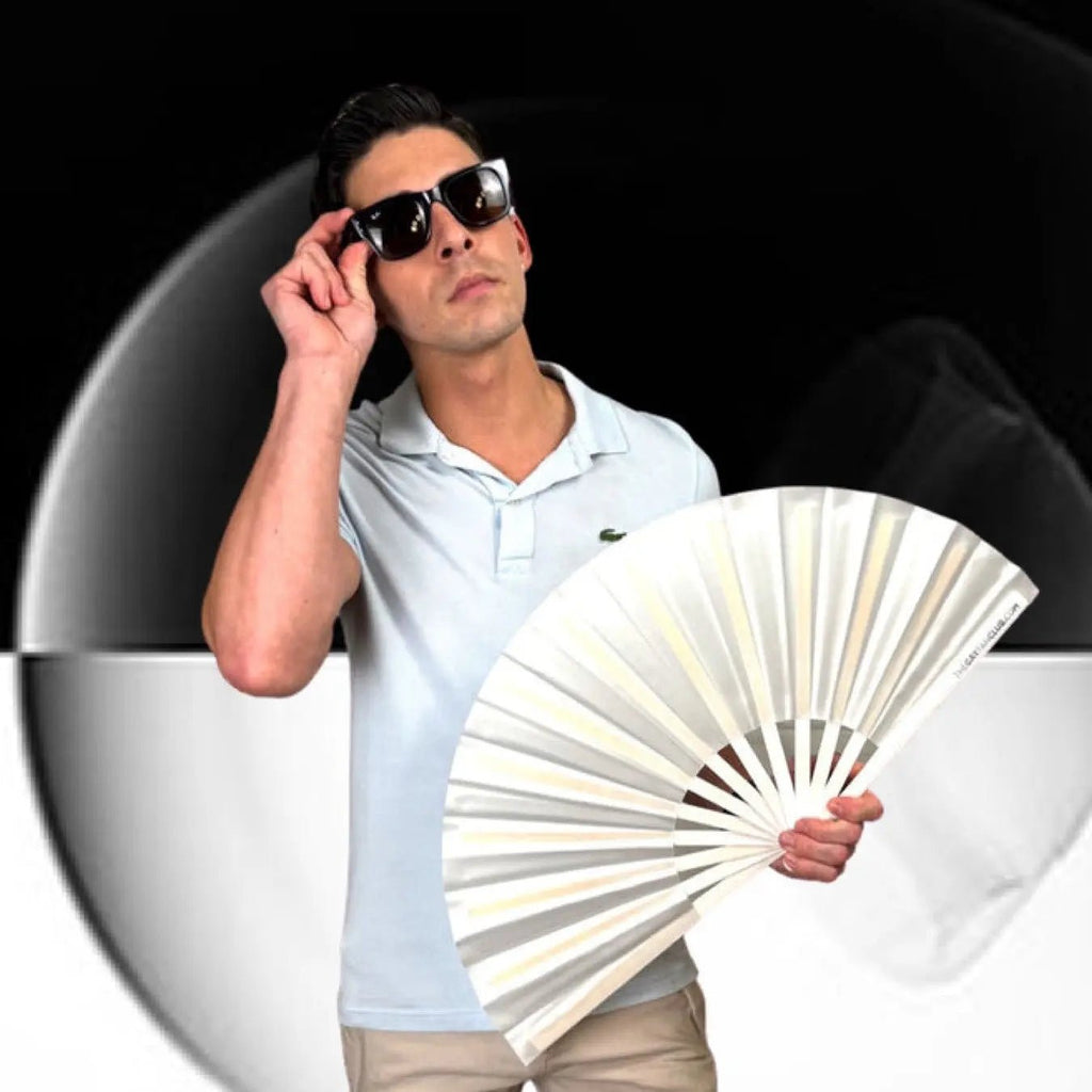 The White Fan (UV) -Hand Fan- Melted Glam LLC
