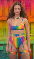 Rainbow Tricot Rave Garter - Melted Glam LLC