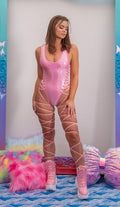 Electro-Lace Leg Wrap Bodysuit - Melted Glam LLC