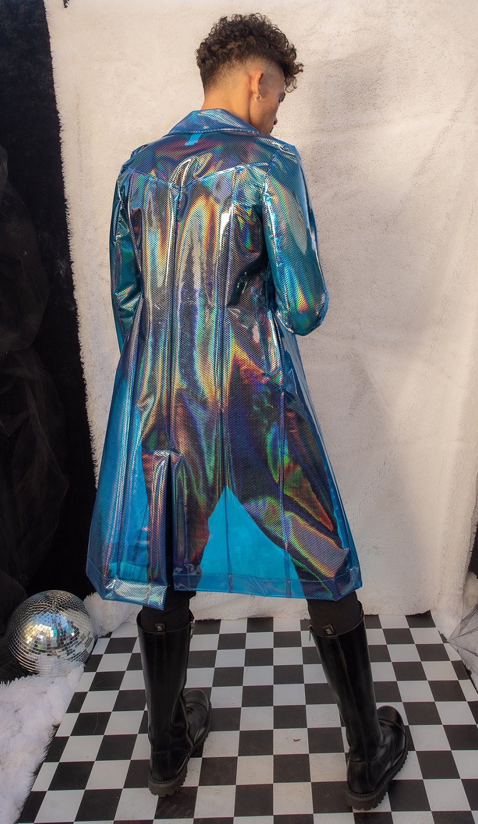 GlowGuard: Illumin8 Vinyl Rave Trench Coat - Melted Glam LLC