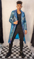 GlowGuard: Illumin8 Vinyl Rave Trench Coat - Melted Glam LLC