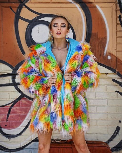 Electric Frost Hooded Fur Coat - Melted Glam LLC