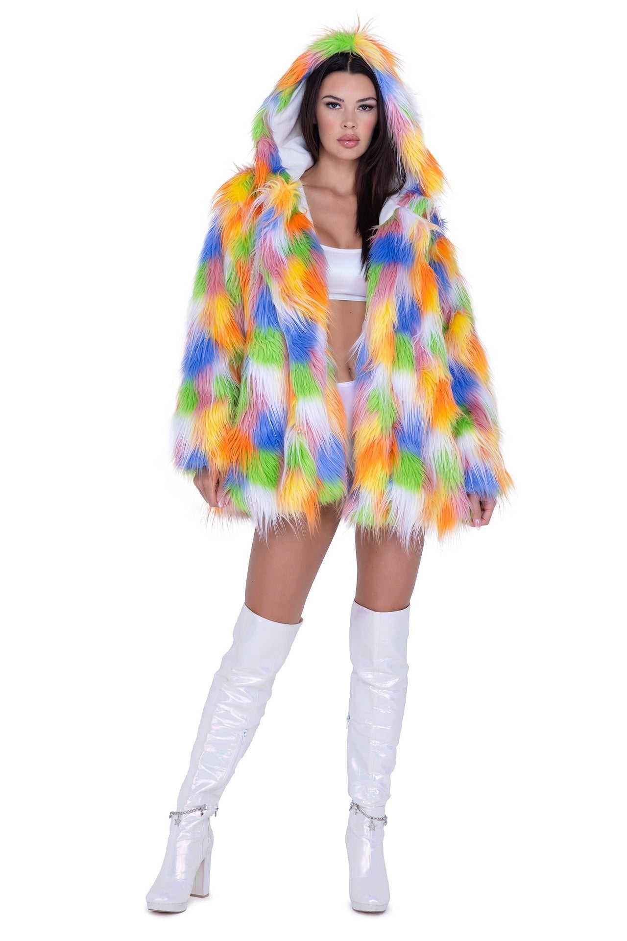 Electric Frost Hooded Fur Coat - Melted Glam LLC