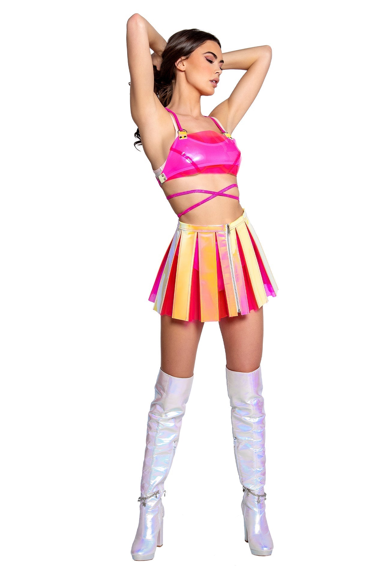 ElectroWave Vinyl Pleated Skirt - Melted Glam LLC