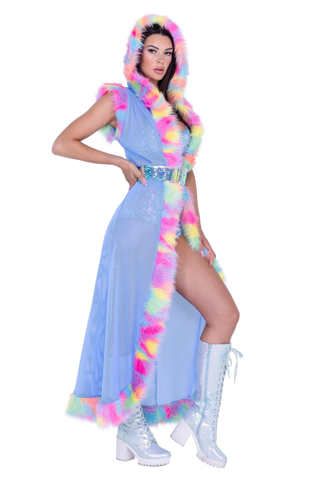 Electric Furry Vibes Hooded Coat - Melted Glam LLC