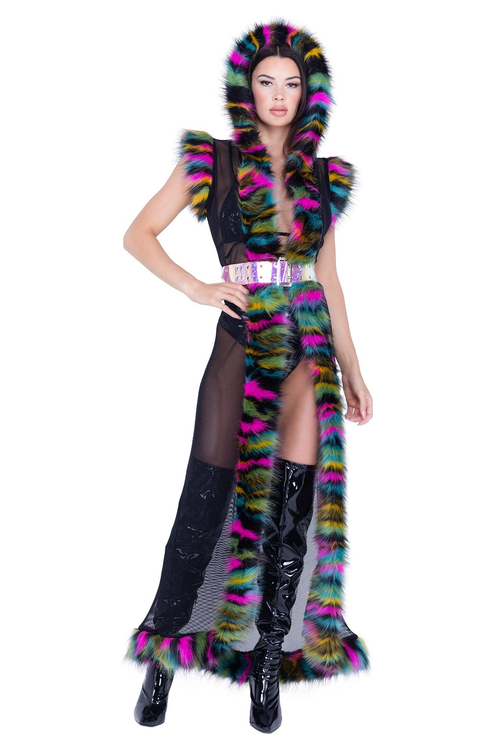 Electric Furry Vibes Hooded Coat - Melted Glam LLC