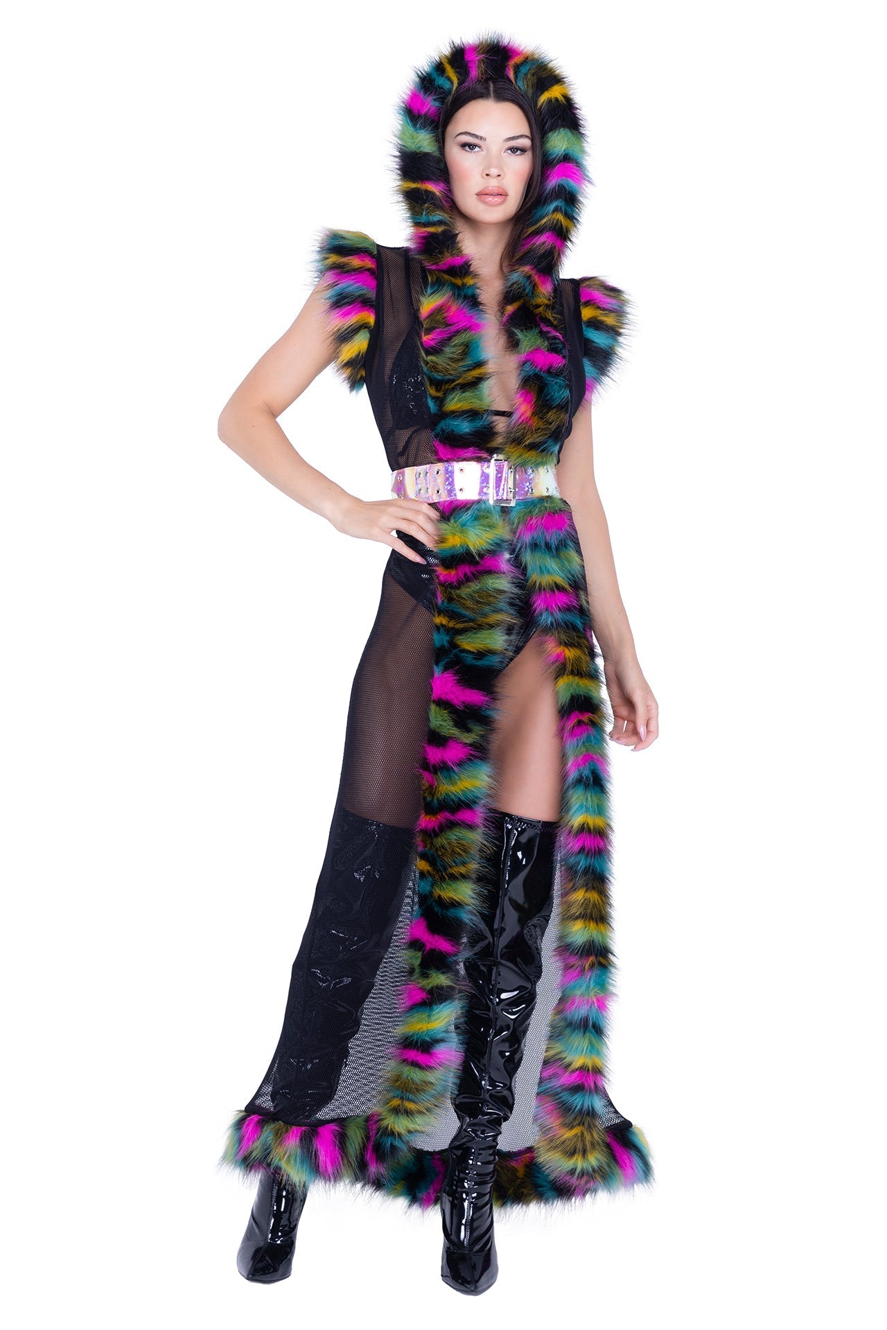 Electric Furry Vibes Hooded Coat - Melted Glam LLC