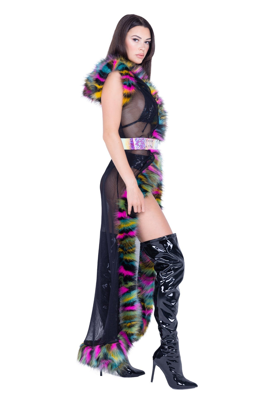 Electric Furry Vibes Hooded Coat - Melted Glam LLC