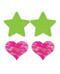 Glow in the Dark Neon Star & Lace Heart Nipple Pasties - Pack of 2 -Pasties- Melted Glam LLC