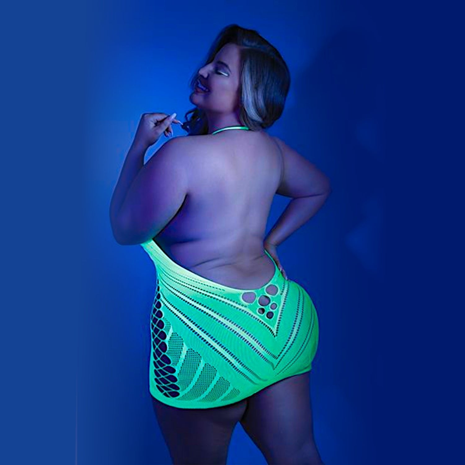 Glow Black Light Fishnet Halter Dress -Dress- Melted Glam LLC