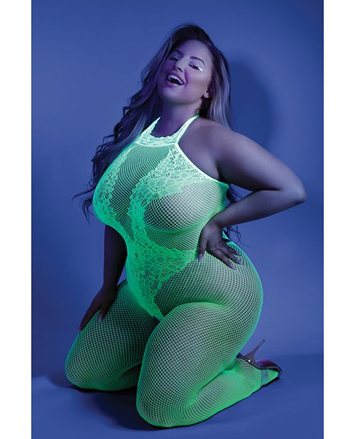 Glow Black Light Sheer Crotchless Bodysuit -Bodysuit- Melted Glam LLC