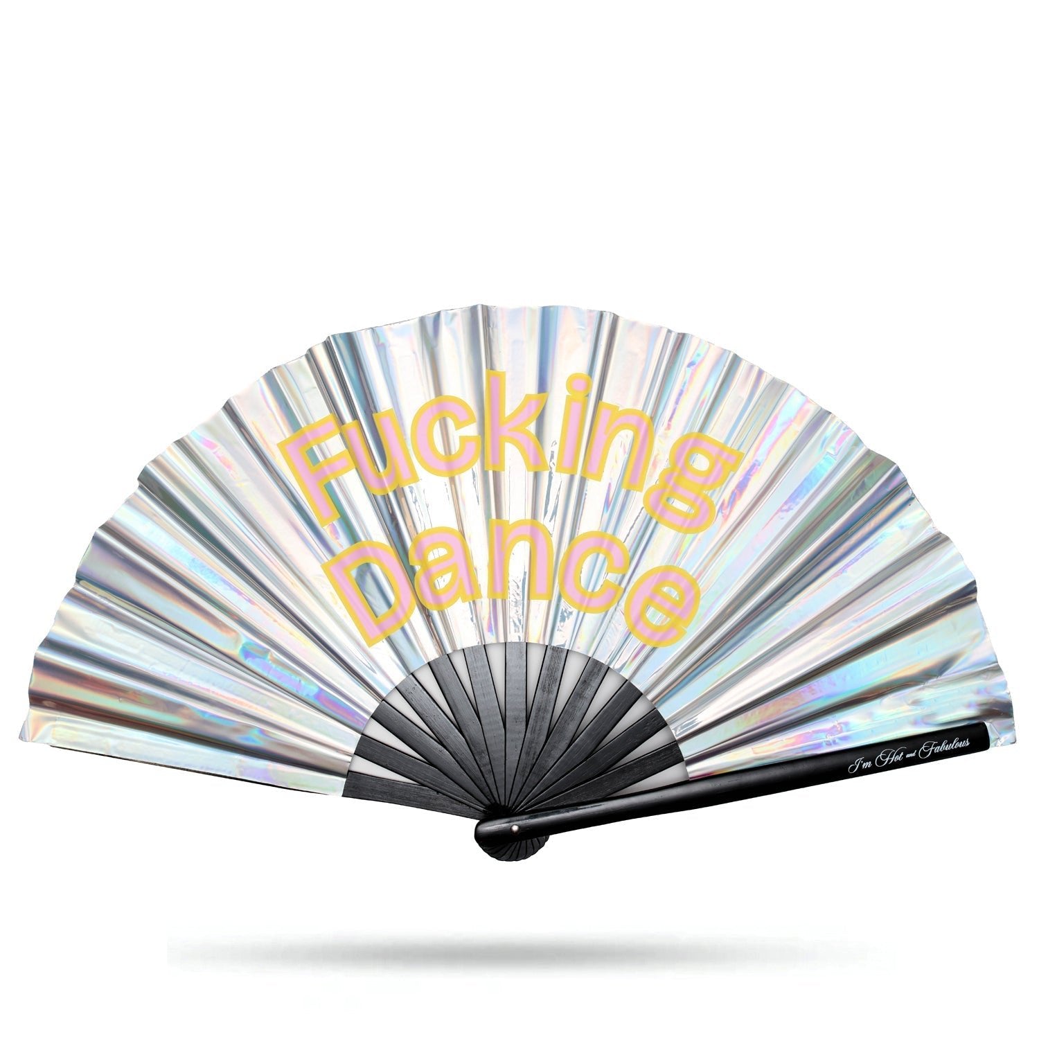 Holographic Disco Ball F*cking Dance XL Hand Fan -Hand fan- Melted Glam LLC