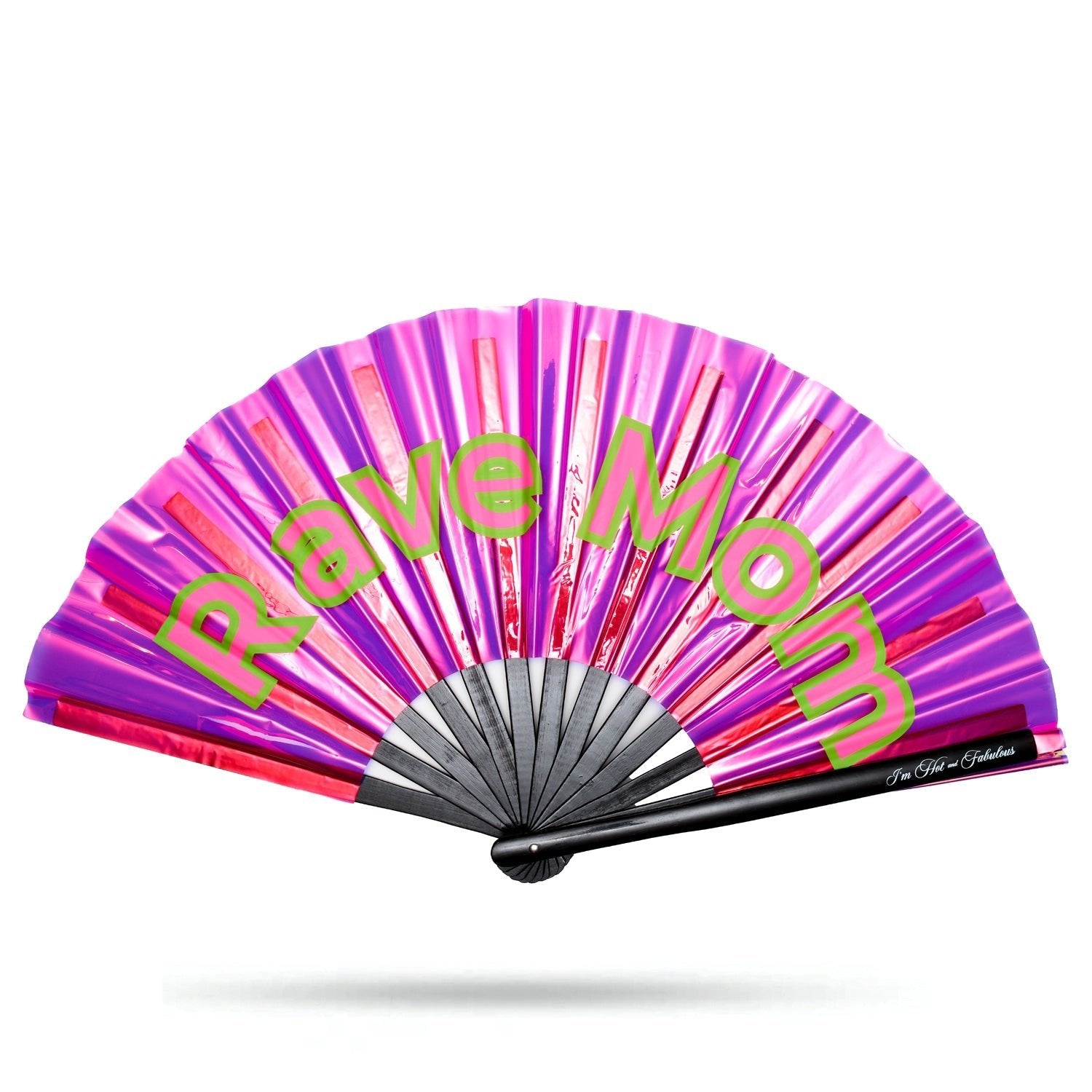 Holographic Pink Rave Mom XL Hand Fan -Hand fan- Melted Glam LLC