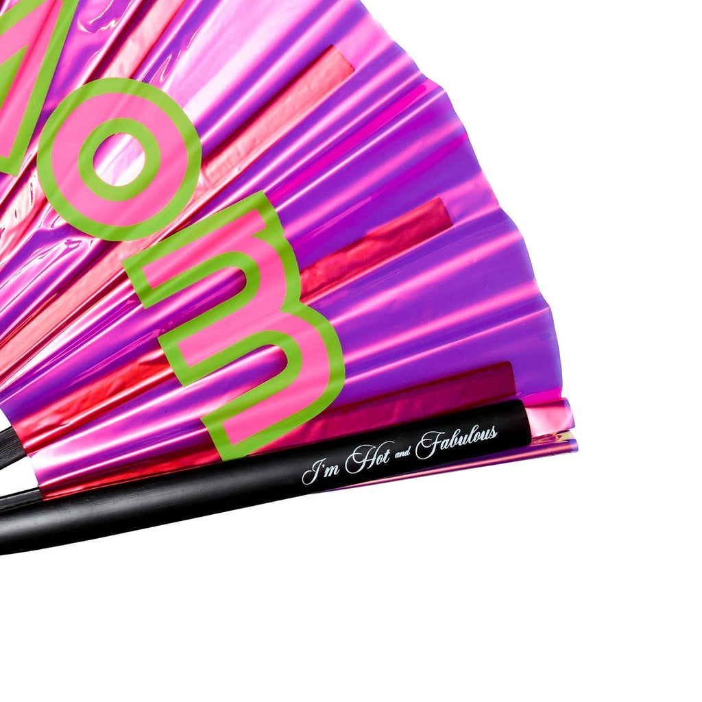 Holographic Pink Rave Mom XL Hand Fan -Hand fan- Melted Glam LLC
