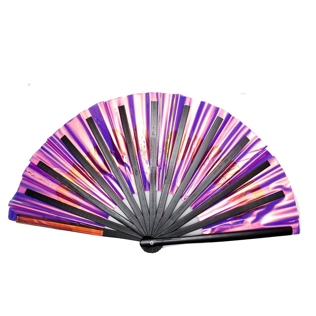Holographic Pink Rave Mom XL Hand Fan -Hand fan- Melted Glam LLC