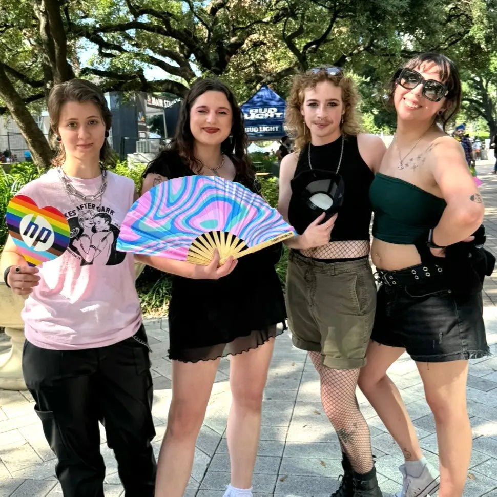 Psychedelic Trans Fan -Hand Fan- Melted Glam LLC