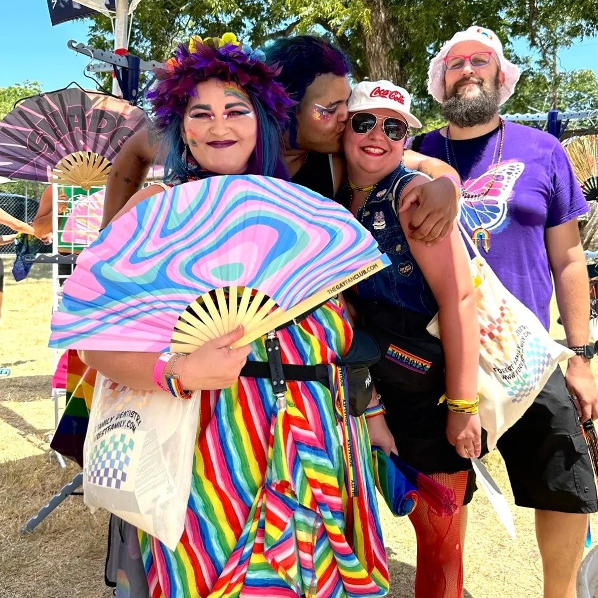 Psychedelic Trans Fan -Hand Fan- Melted Glam LLC