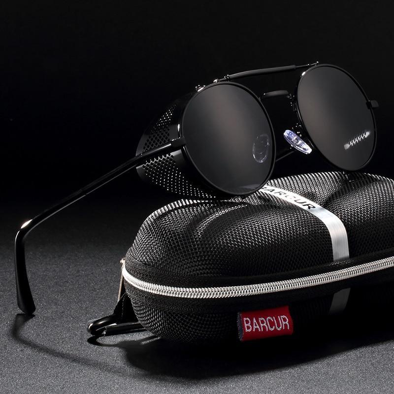 Luxury Round Metal Polarized Steampunk Round Sunglasses Retro sun glasses Glasses Vintage Style For Men and Women With UV400 Protection -STS9NC18654AWE- Melted Glam LLC
