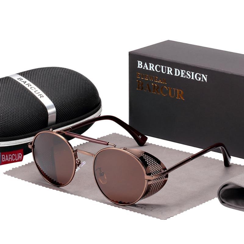 Luxury Round Metal Polarized Steampunk Round Sunglasses Retro sun glasses Glasses Vintage Style For Men and Women With UV400 Protection -STS9NC18654AWE- Melted Glam LLC