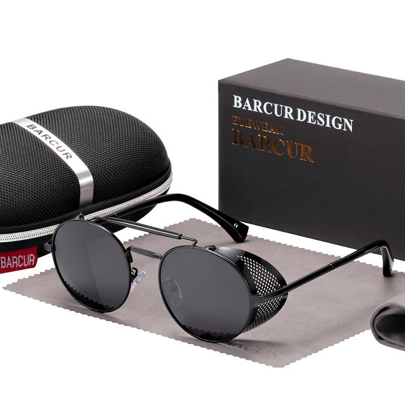 Luxury Round Metal Polarized Steampunk Round Sunglasses Retro sun glasses Glasses Vintage Style For Men and Women With UV400 Protection -STS9NC18654AWE- Melted Glam LLC