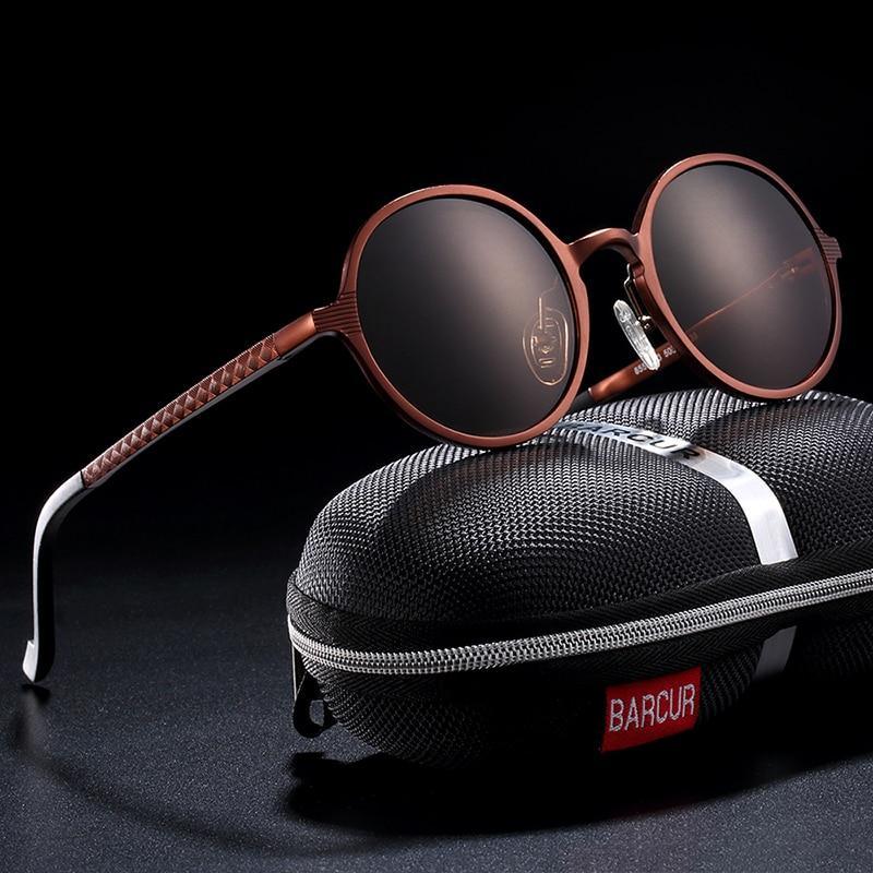 Round Luxury Polarized Universal Retro Modern Sunglasses With High Quality Metal Frame And UV400 Protection -STS9NC17822CDS- Melted Glam LLC