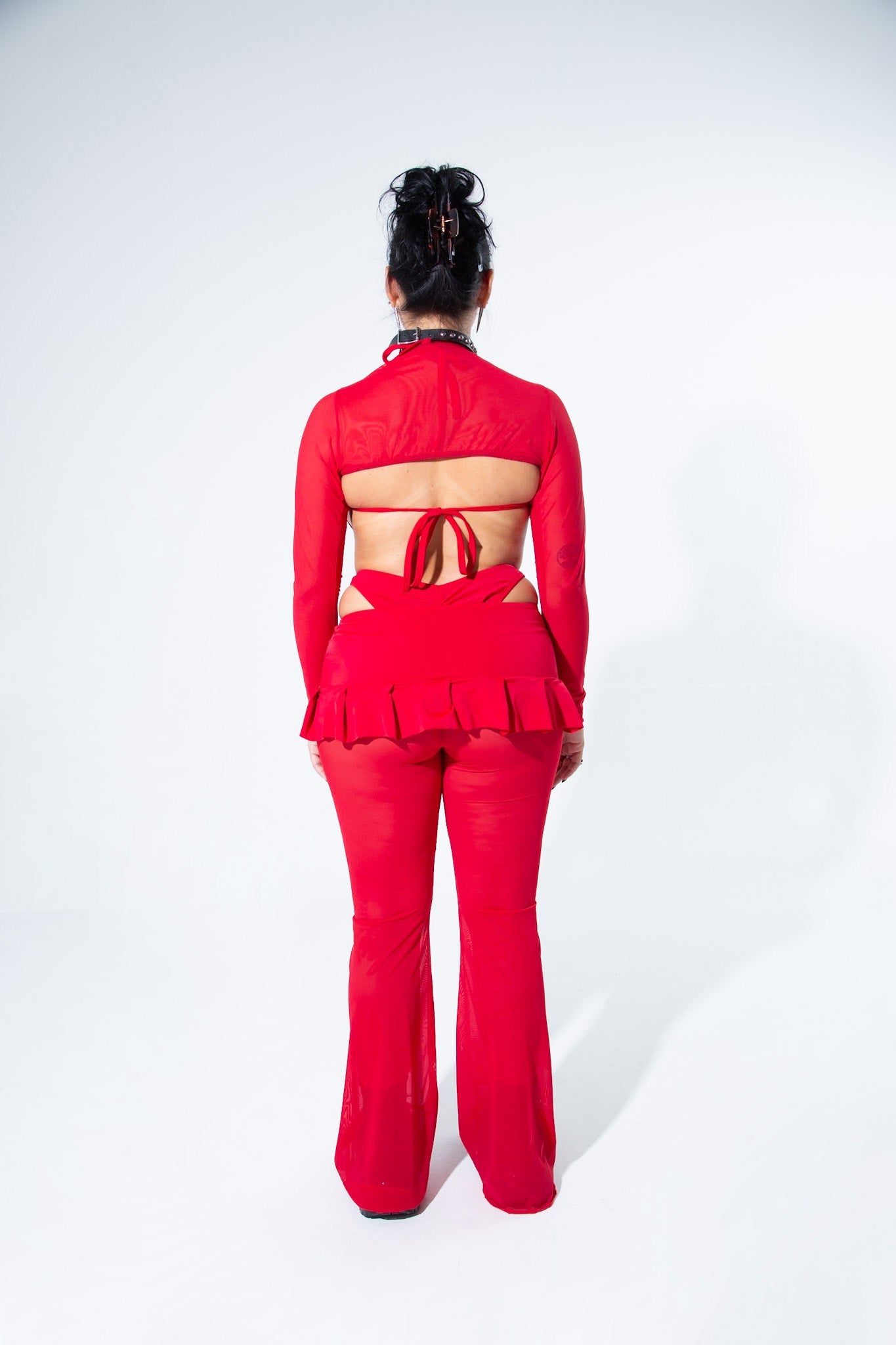 Blood Red Mesh Long Sleeve Shrug -Long Sleeve Shrug- Melted Glam LLC