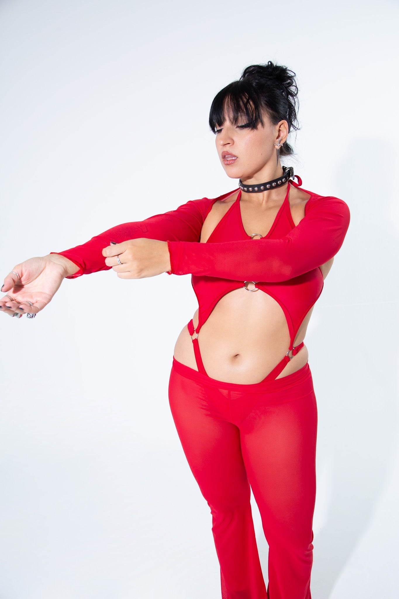 Blood Red Mesh Long Sleeve Shrug -Long Sleeve Shrug- Melted Glam LLC