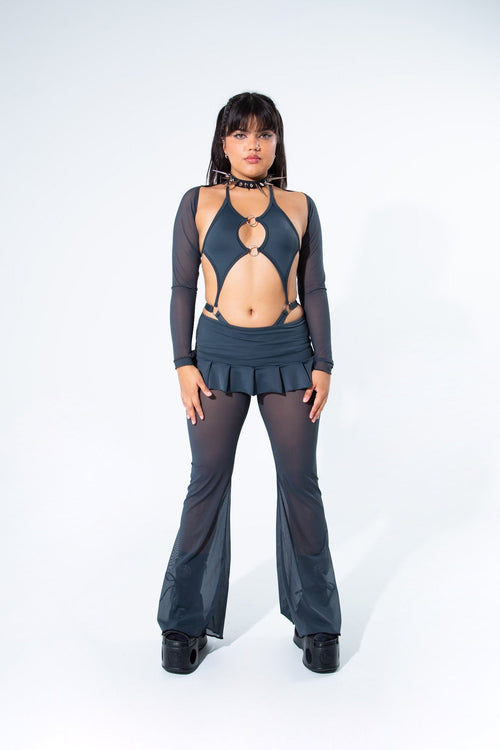 Charcoal Mesh Long Sleeve Shrug -Long Sleeve Shrug- Melted Glam LLC