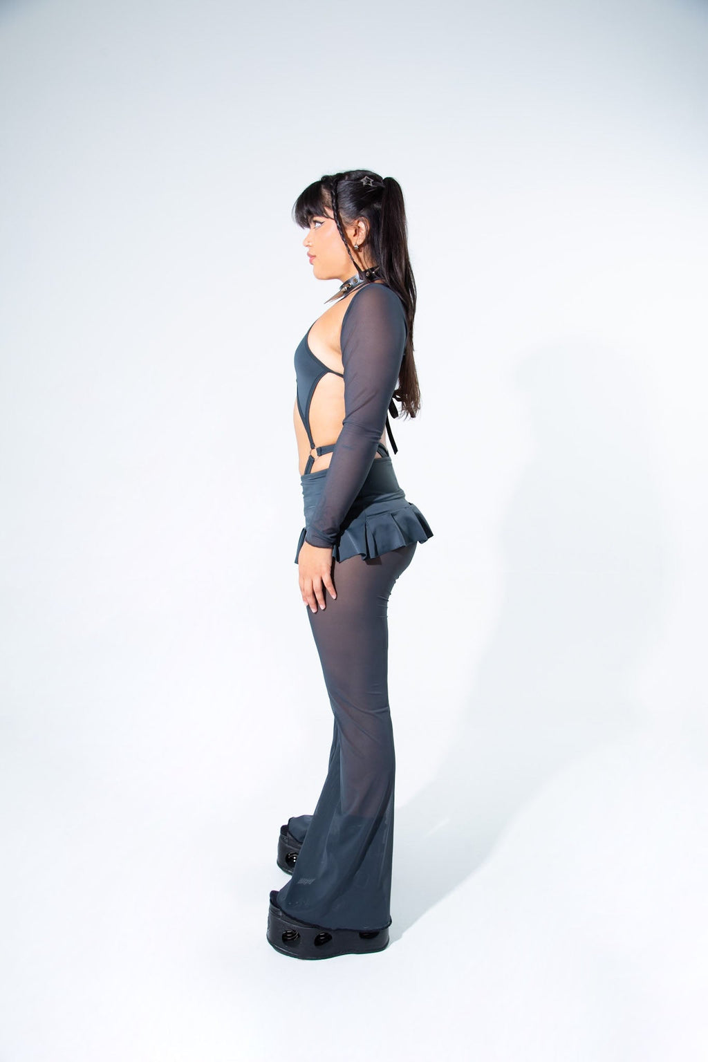 Charcoal Mesh Long Sleeve Shrug -Long Sleeve Shrug- Melted Glam LLC