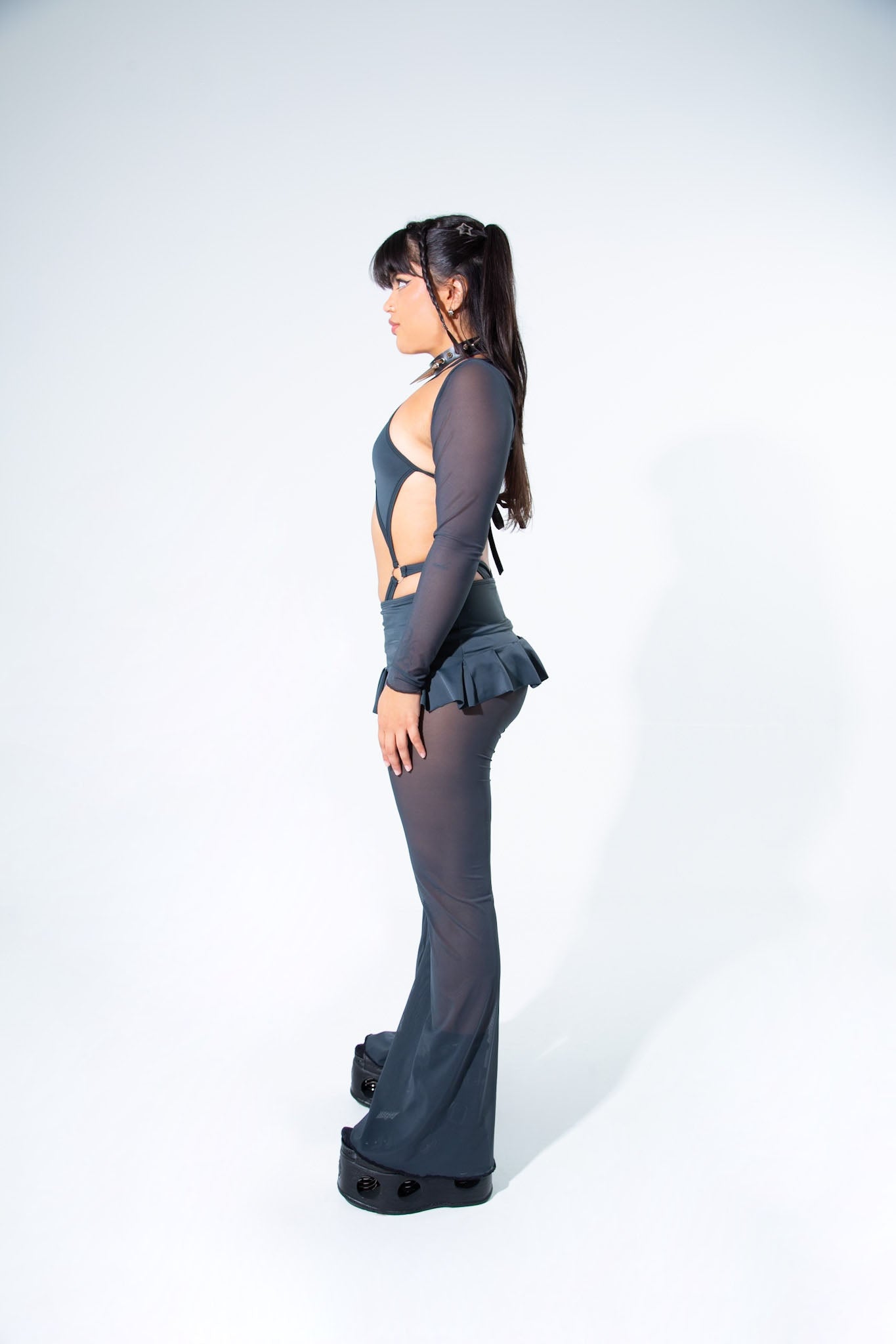 Charcoal Mesh Long Sleeve Shrug -Long Sleeve Shrug- Melted Glam LLC