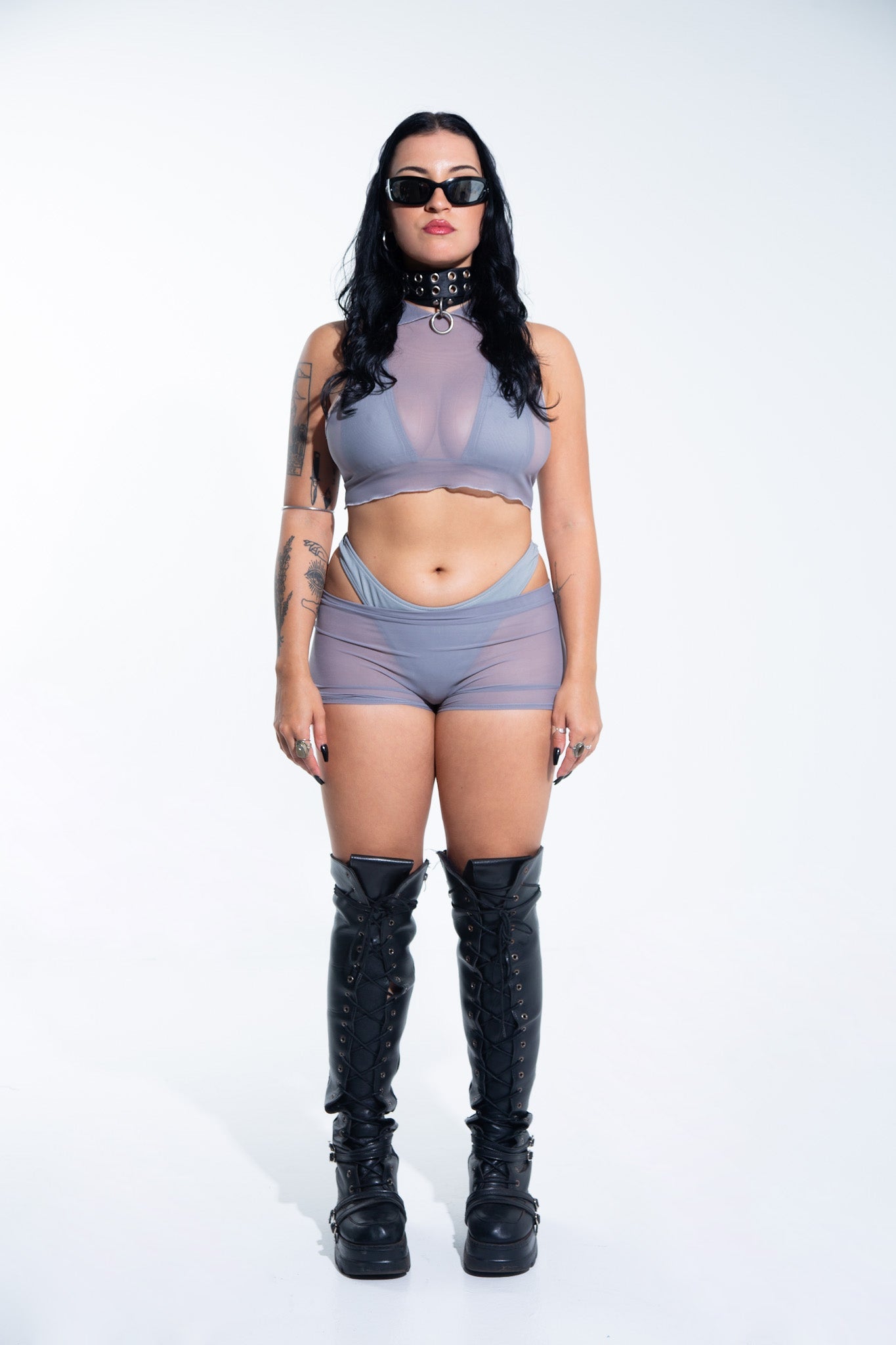 Low Rise Shorts - Gray Mesh -Shorts- Melted Glam LLC