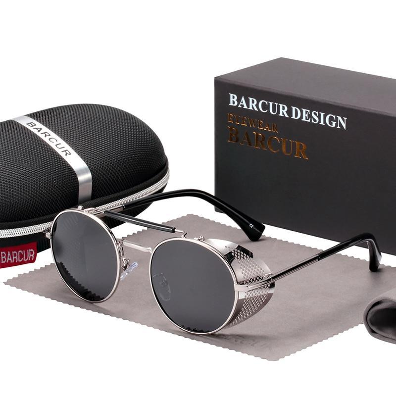Luxury Round Metal Polarized Steampunk Round Sunglasses Retro sun glasses Glasses Vintage Style For Men and Women With UV400 Protection -STS9NC18654AWE- Melted Glam LLC