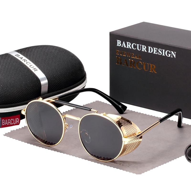 Luxury Round Metal Polarized Steampunk Round Sunglasses Retro sun glasses Glasses Vintage Style For Men and Women With UV400 Protection -STS9NC18654AWE- Melted Glam LLC