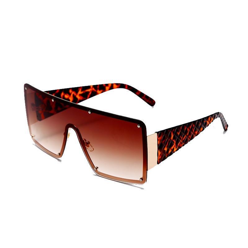 New Square Sunglasses For Women Fashion Oversized Metal Frame Vintage Glasses Retro Gradient Colors Glass With UV400 Protection -STS9NC170157CFR- Melted Glam LLC