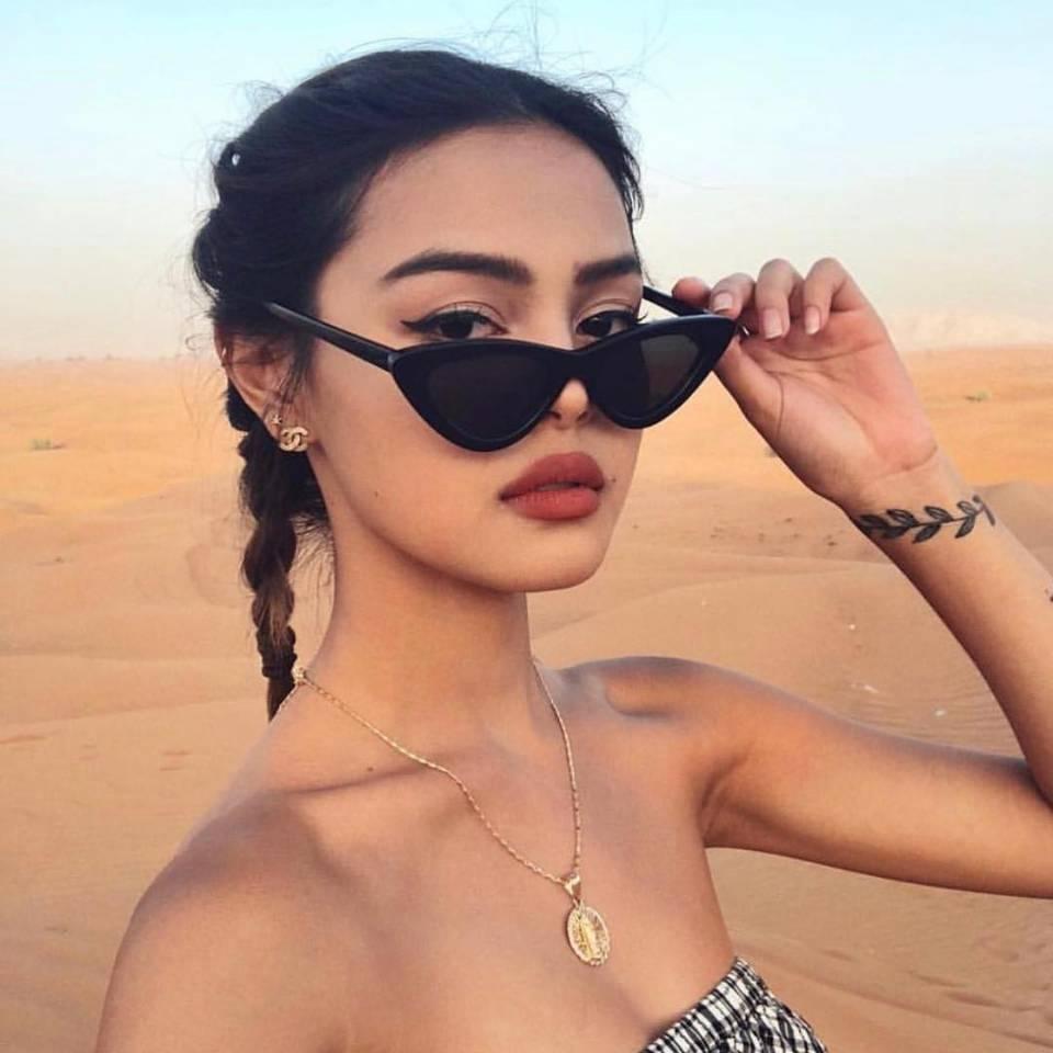Vintage Cateye Sunglasses For Women In Famous Retro Small Cat Eye Style In NEW Modern Edition with UV400 Protection -STS9NC17723KDX- Melted Glam LLC