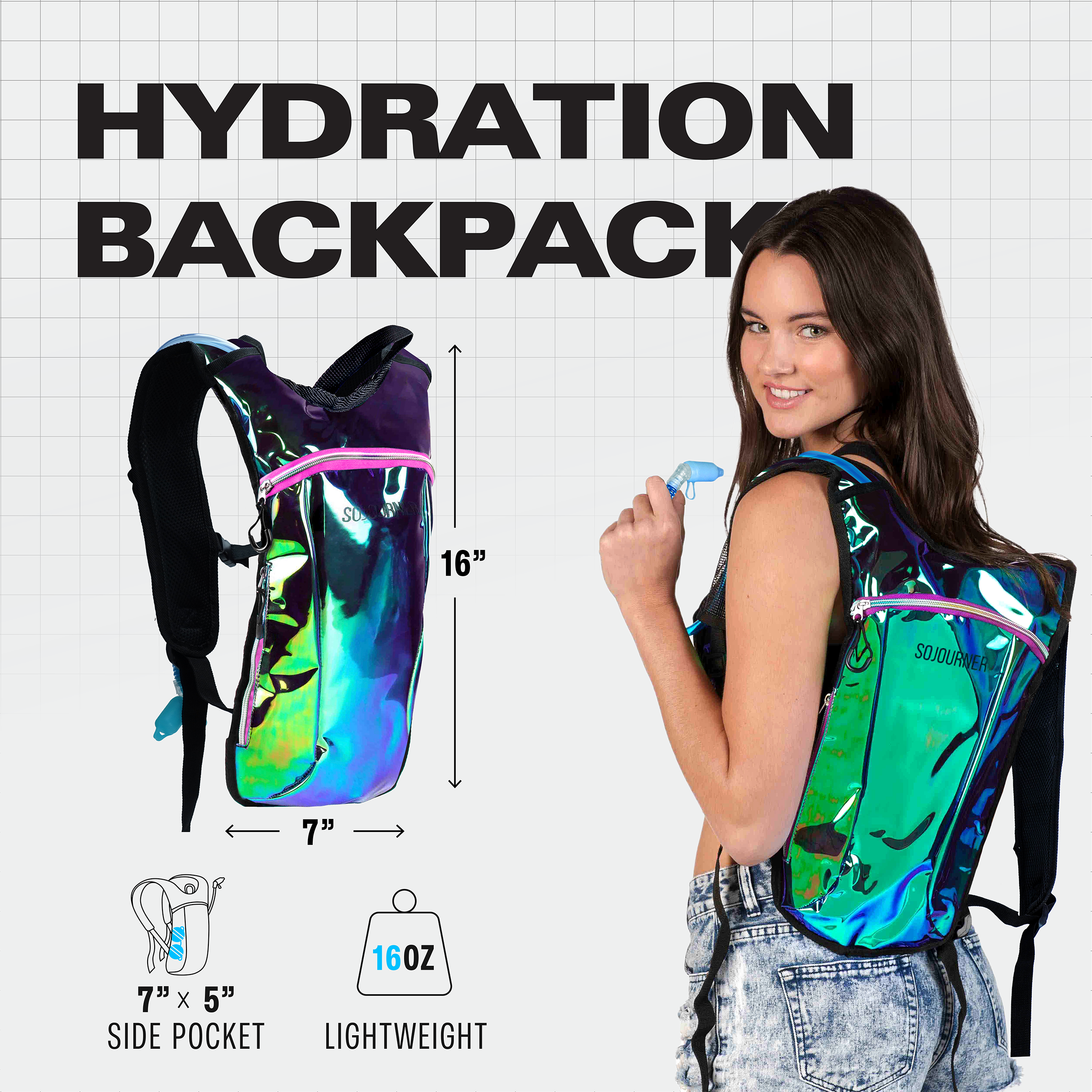 Hydration Pack Backpack (Small) -Hydration Pack (S)- Melted Glam LLC