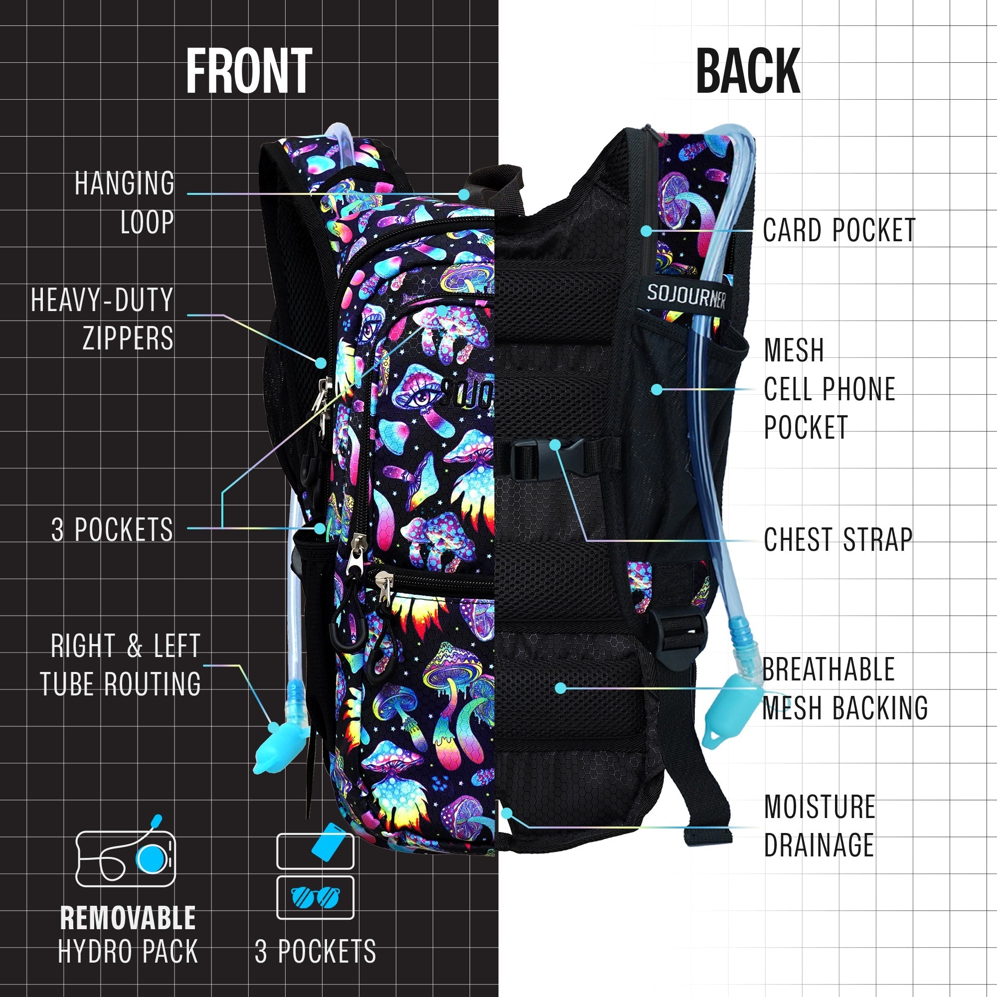 Hydration Pack Backpack (Medium) -Hydration Pack (M)- Melted Glam LLC