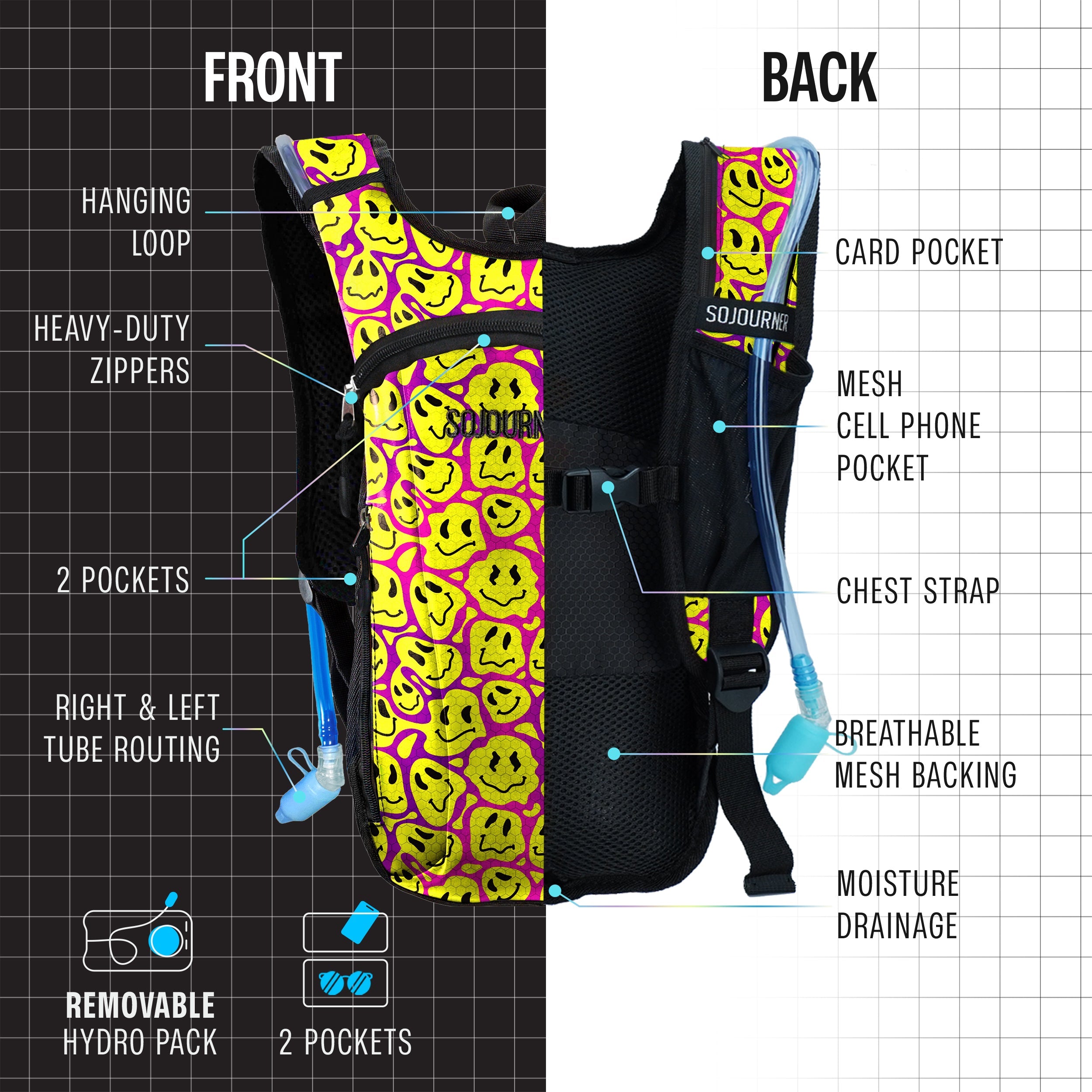 Hydration Pack Backpack (Small) -Hydration Pack (S)- Melted Glam LLC