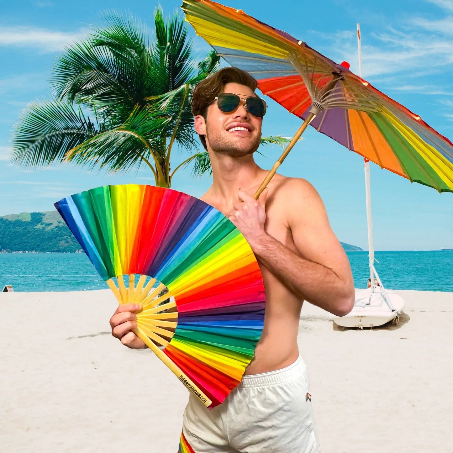Rainbow Folding Fan
