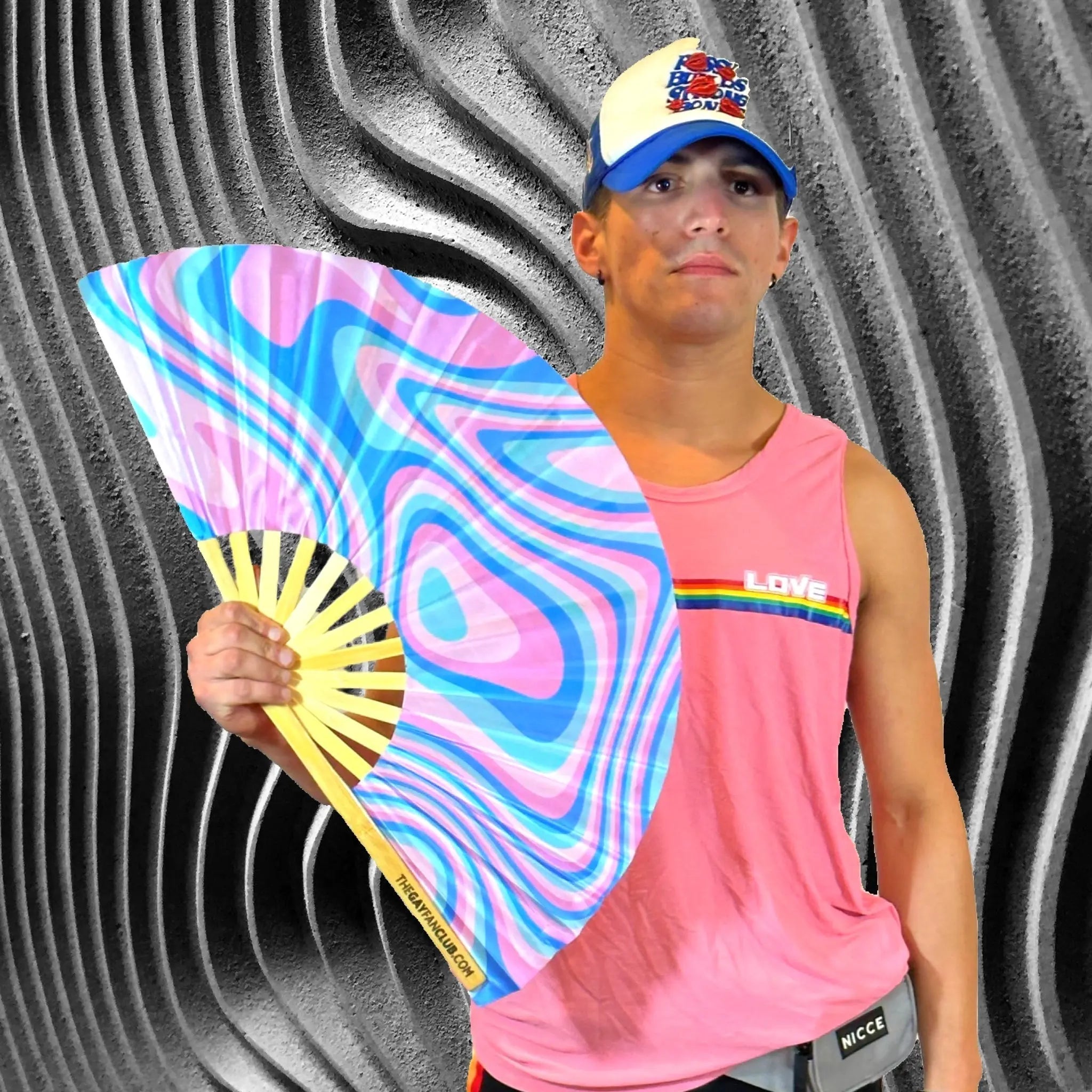 Psychedelic Trans Fan -Hand Fan- Melted Glam LLC