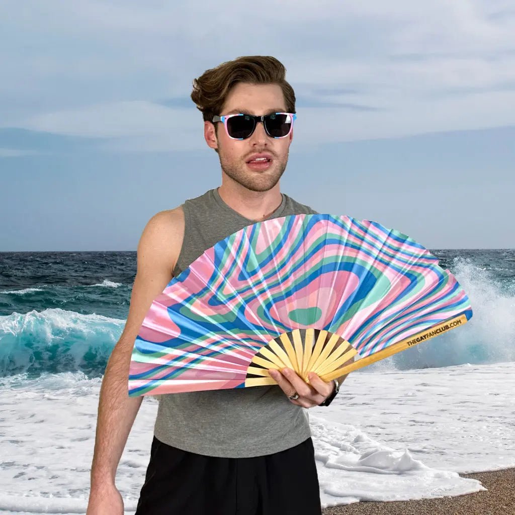 Psychedelic Trans Fan -Hand Fan- Melted Glam LLC