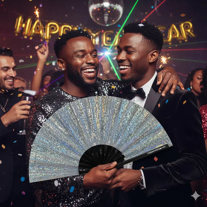 Discoteca Metallic Reflective Hand Fan