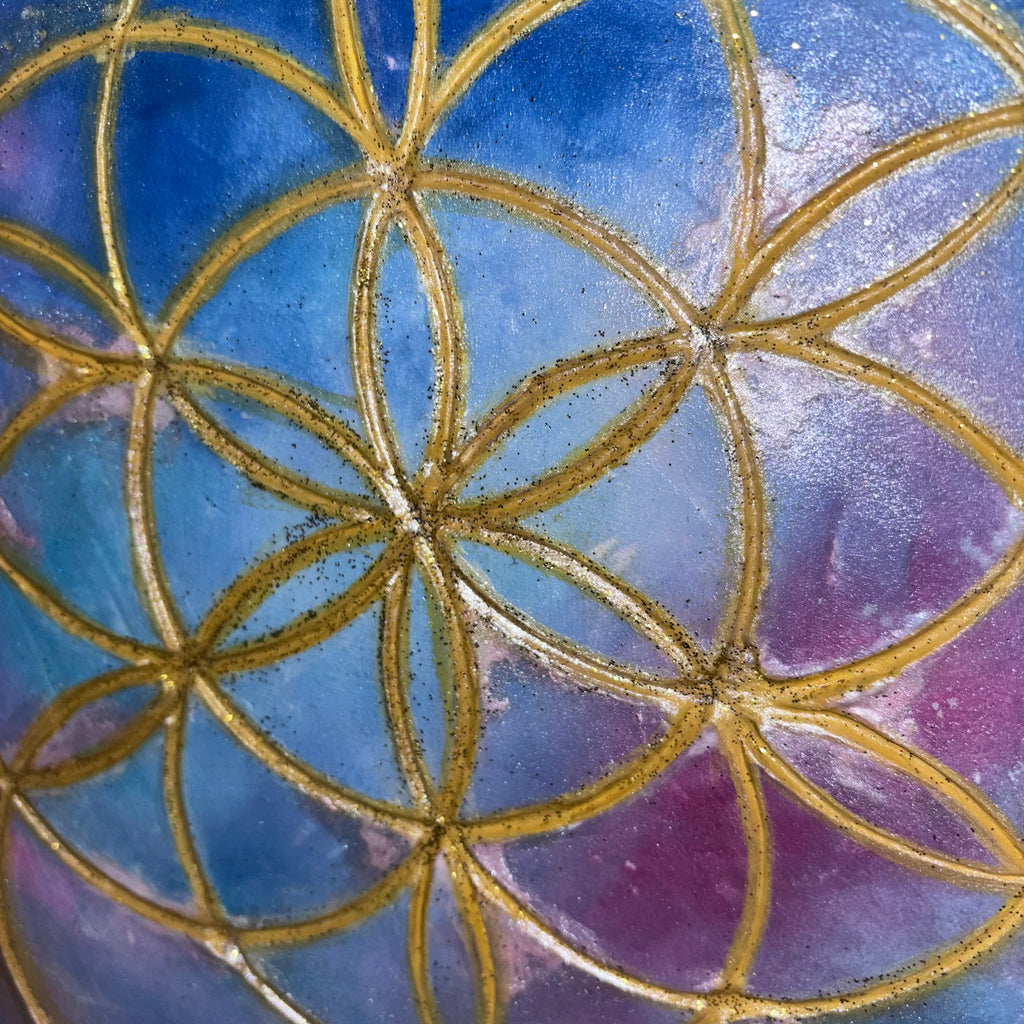 Flower of Life – Original Sacred Geometry Plaster Painting 11x14 | Melted Glam - Original Painting - Melted Glam LLC