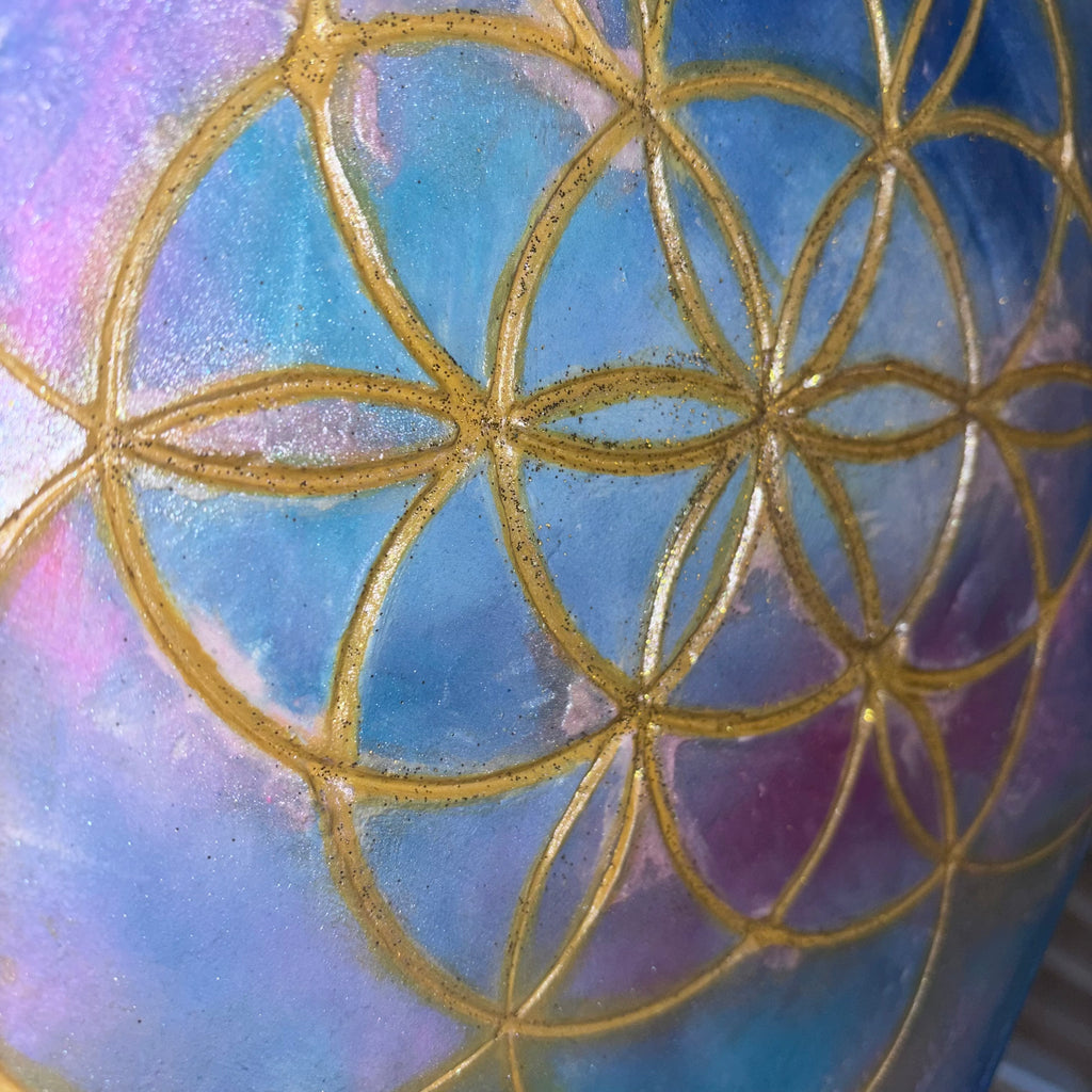 Flower of Life – Original Sacred Geometry Plaster Painting 11x14 | Melted Glam - Original Painting - Melted Glam LLC